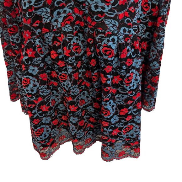 Suzanne Betro Weekends Floral Lace Lined Blouse Sz 1X Empire Waist Scalloped Edg - Picture 6 of 10